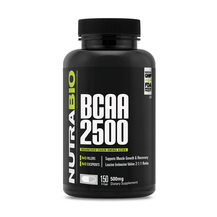 Nutrabio BCAA 2500 150 Capsules - FitOne Nutrition Center