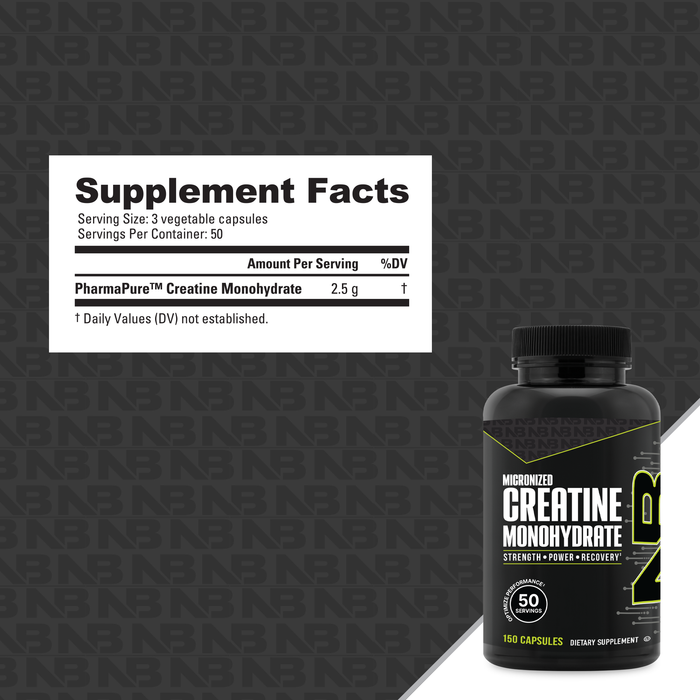 NutraBio Creatine Monohydrate Capsules - Supplement Facts