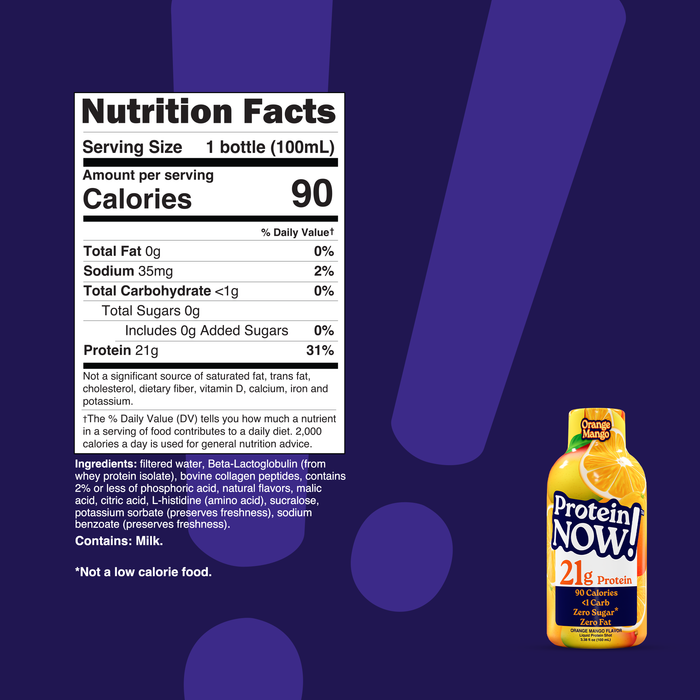 NutraBio Protein Now Orange Mango (12-Pack) - Nutrition Facts