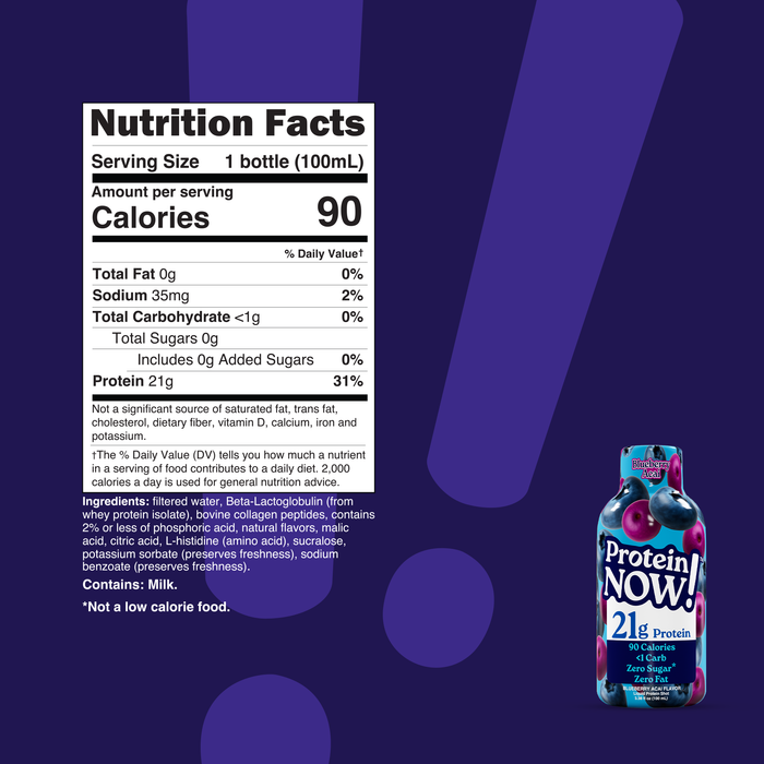NutraBio Protein Now Blueberry Acai (12-Pack) - Nutrition Facts