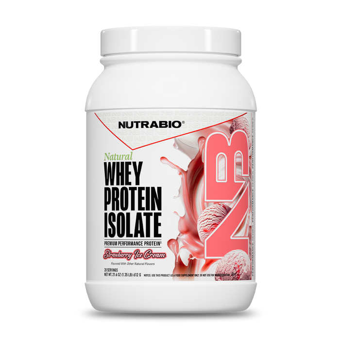 NutraBio Natural Whey Protein Isolate - Strawberry Ice Cream