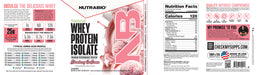 NutraBio Natural Whey Protein Isolate Strawberry Ice Cream - Label