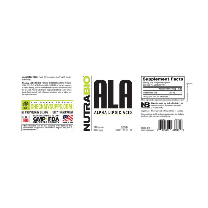 NutraBio Alpha Lipoic Acid (300mg)