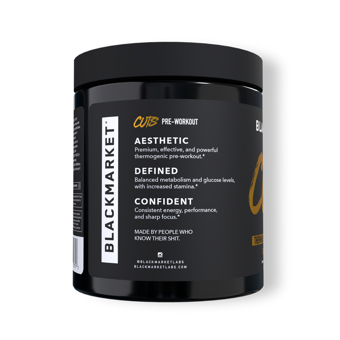 Black Market Labs Cuts Thermogenic Pre-Workout Side Panel