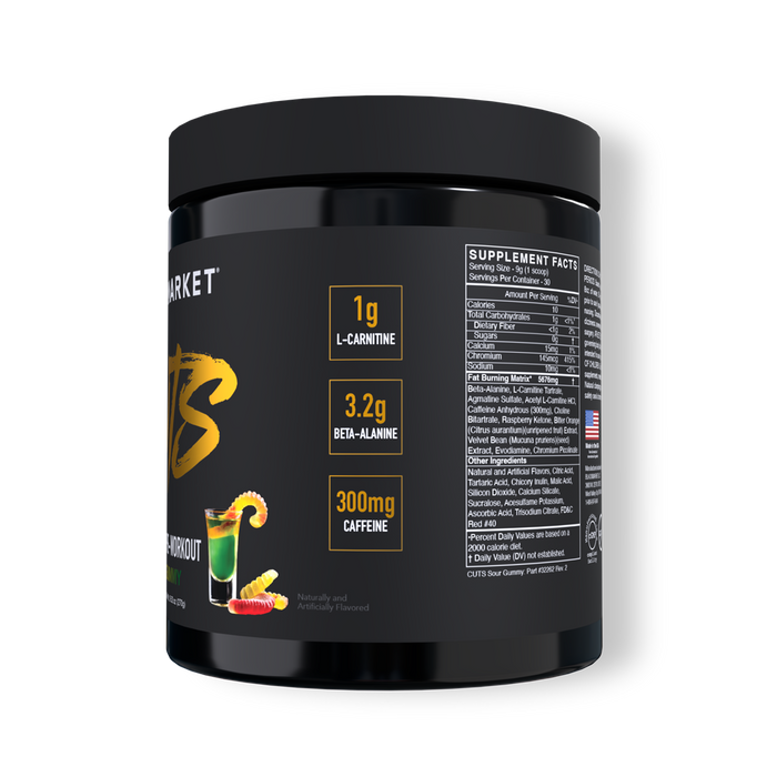 Black Market Labs Cuts Thermogenic Pre-Workout Side Panel