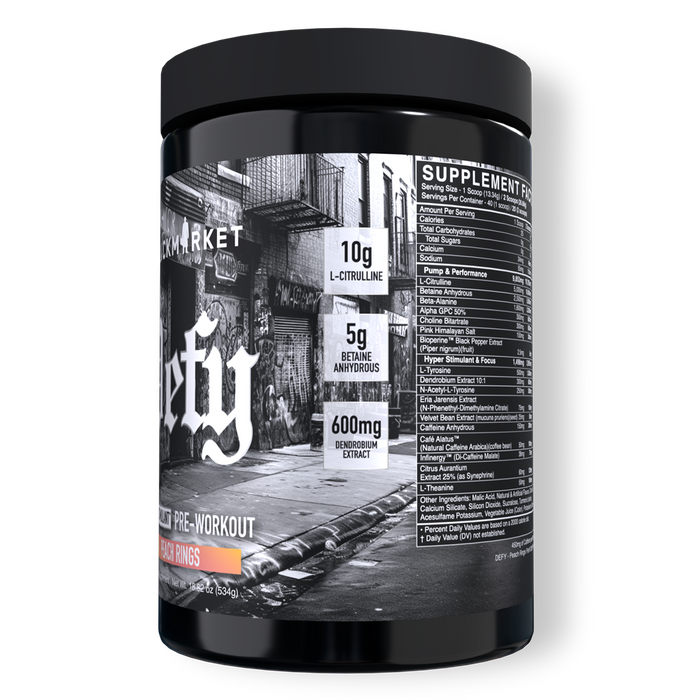 Black Market Labs Defy Hyper-Stimulant Pre-Workout Side Panel
