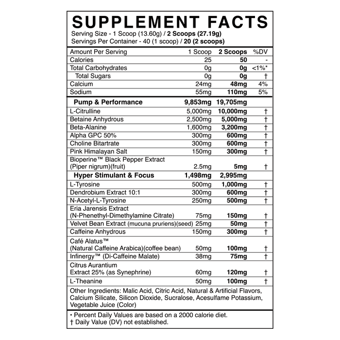 Black Market Labs Defy Hyper-Stimulant Pre-Workout Supplement Facts