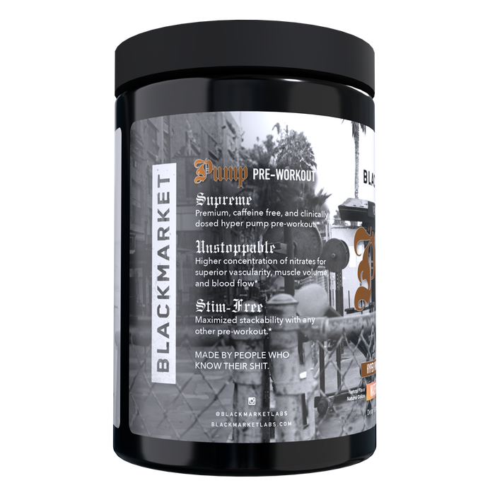 Black Market Labs Pump Stim-Free Pre-Workout Side Panel