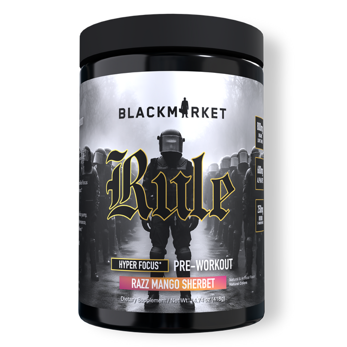 Black Market Labs Rule Hyper-Focus Pre-Workout - Razz Mango Sherbet