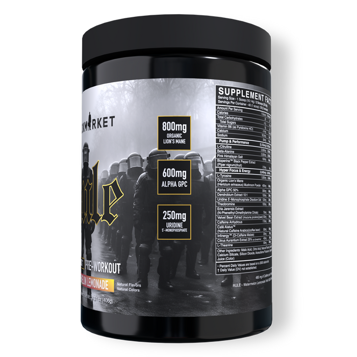 Black Market Labs Rule Hyper-Focus Pre-Workout Side Panel
