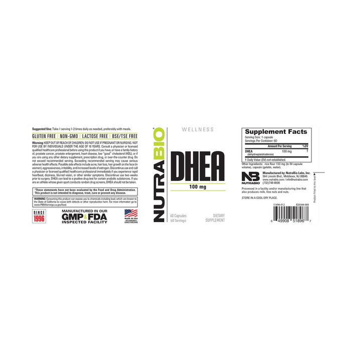 NutraBio DHEA (100mg)