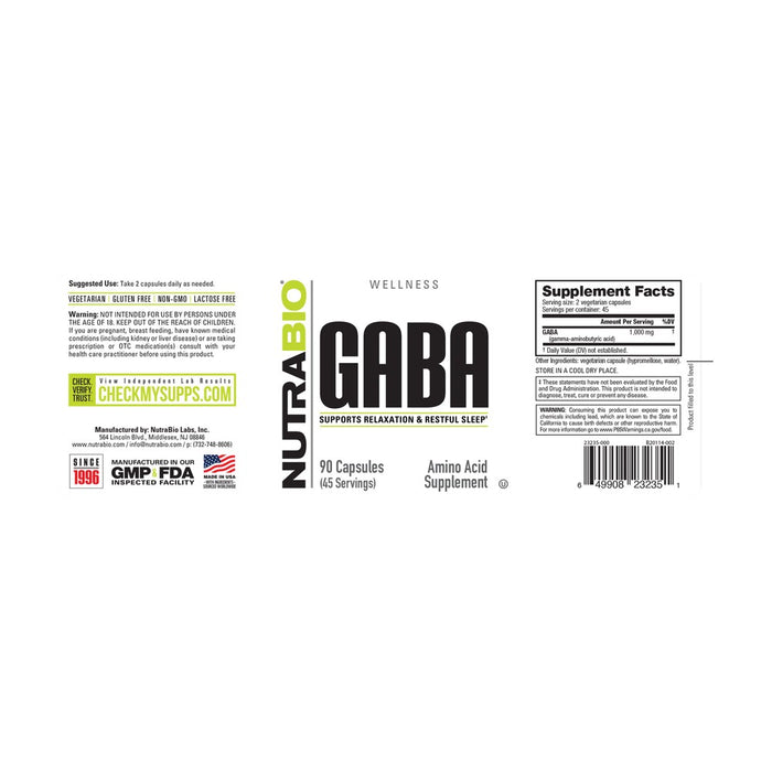NutraBio GABA (500mg)