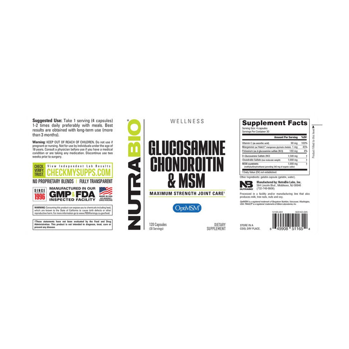 NutraBio Glucosamine Chondroitin OptiMSM