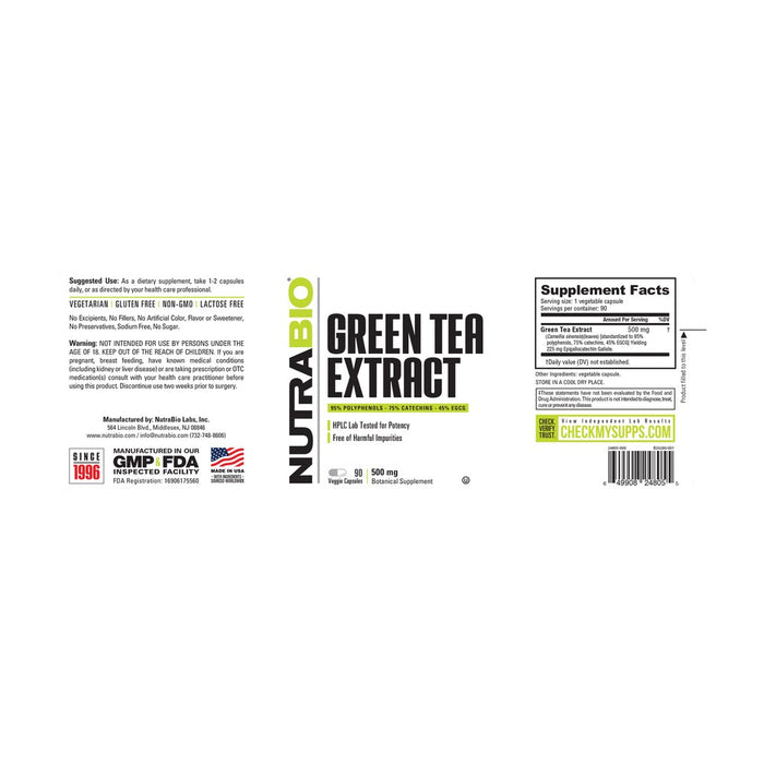 NutraBio Green Tea Extract (500mg)