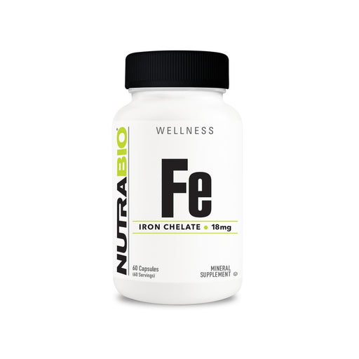 NutraBio Iron Chelate (18mg) - 60 Capsules