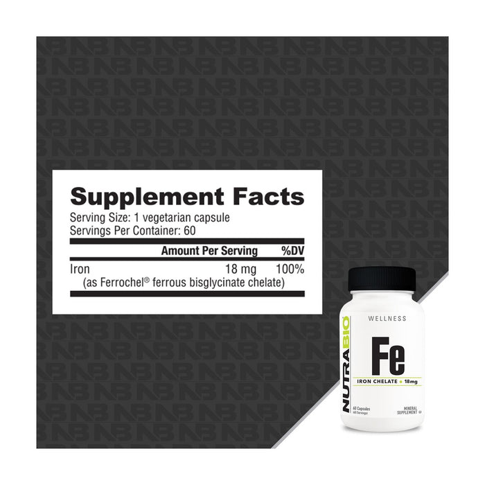 NutraBio Iron Chelate (18mg)