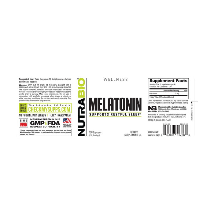 NutraBio Melatonin (3mg)