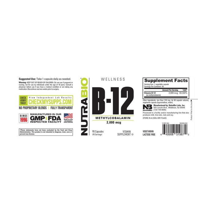 NutraBio Methyl B-12 (2000mcg)