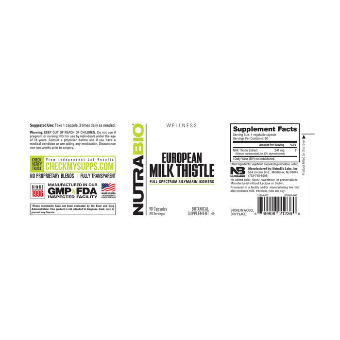 NutraBio Milk Thistle (European)