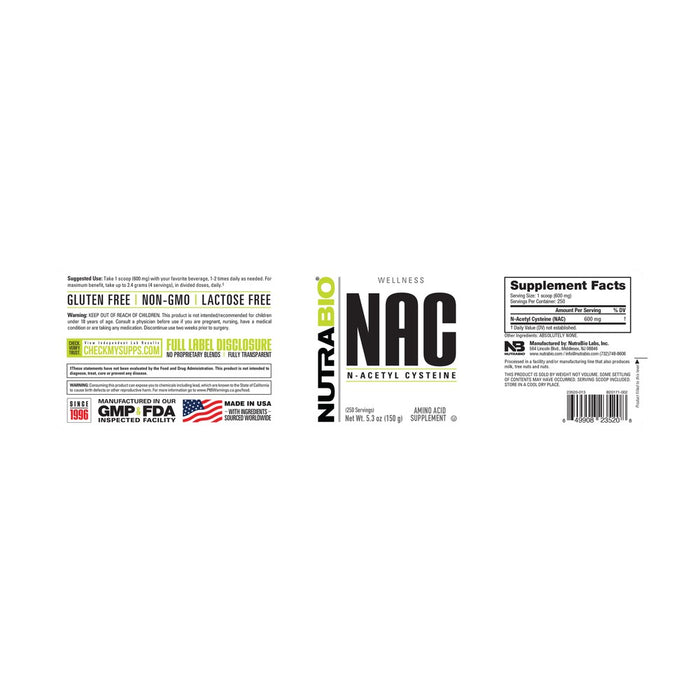 NutraBio NAC (N-Acetyl-Cysteine) Powder