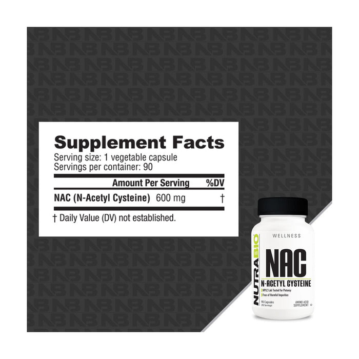 NutraBio NAC (N-Acetyl-Cysteine) (600 mg)