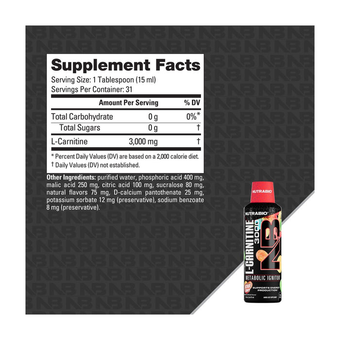 Nutrabio LeanShots Liquid L-Carnitine Shot (3000mg)