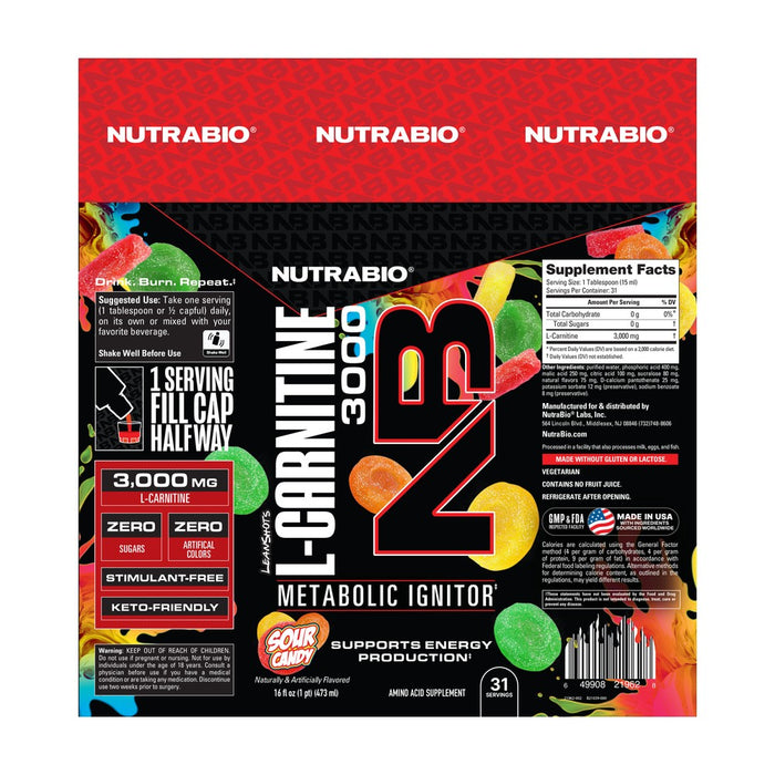 Nutrabio LeanShots Liquid L-Carnitine Shot (3000mg)