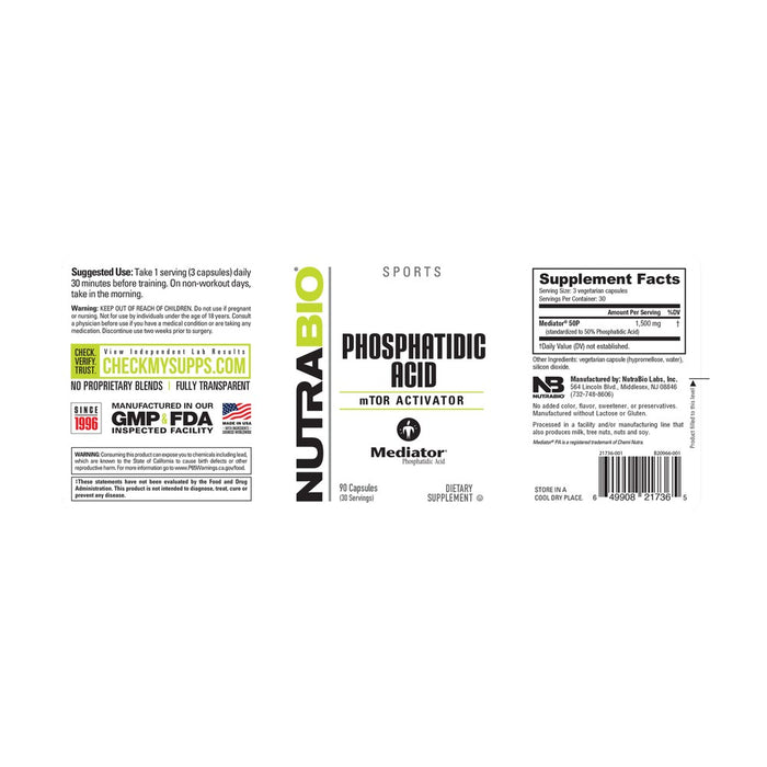 NutraBio Phosphatidic Acid (500mg)