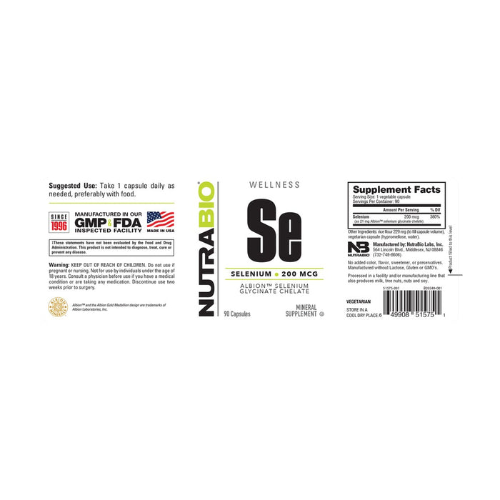 NutraBio Selenium Chelate (200mcg)